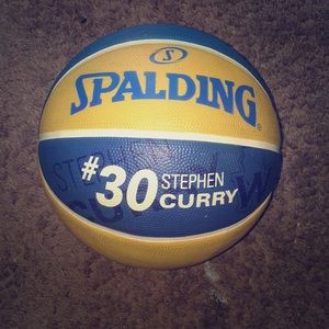 Stephen Curry basketball w/ face and autograph.